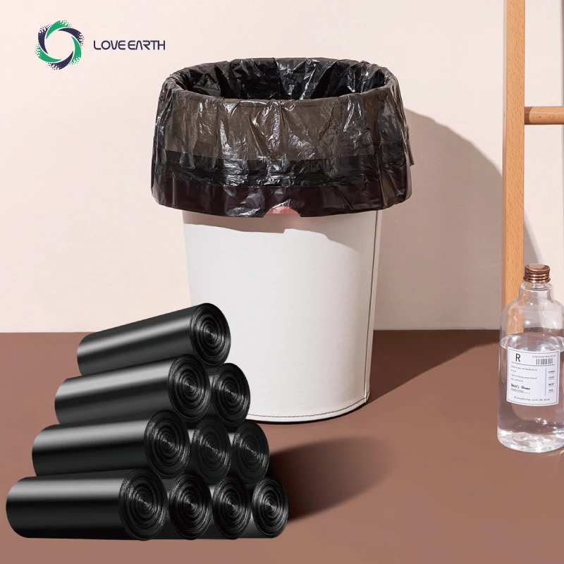 Factory Disposable Eco Friendly  custom logo Compostable biodegradable degradable drawstring string plastic garbage trash bag
