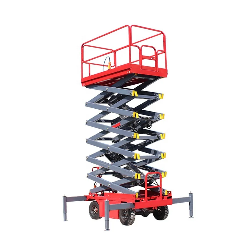 Electric Small Lift Portable 4 Wheels Driving Mobile Scissor Lift