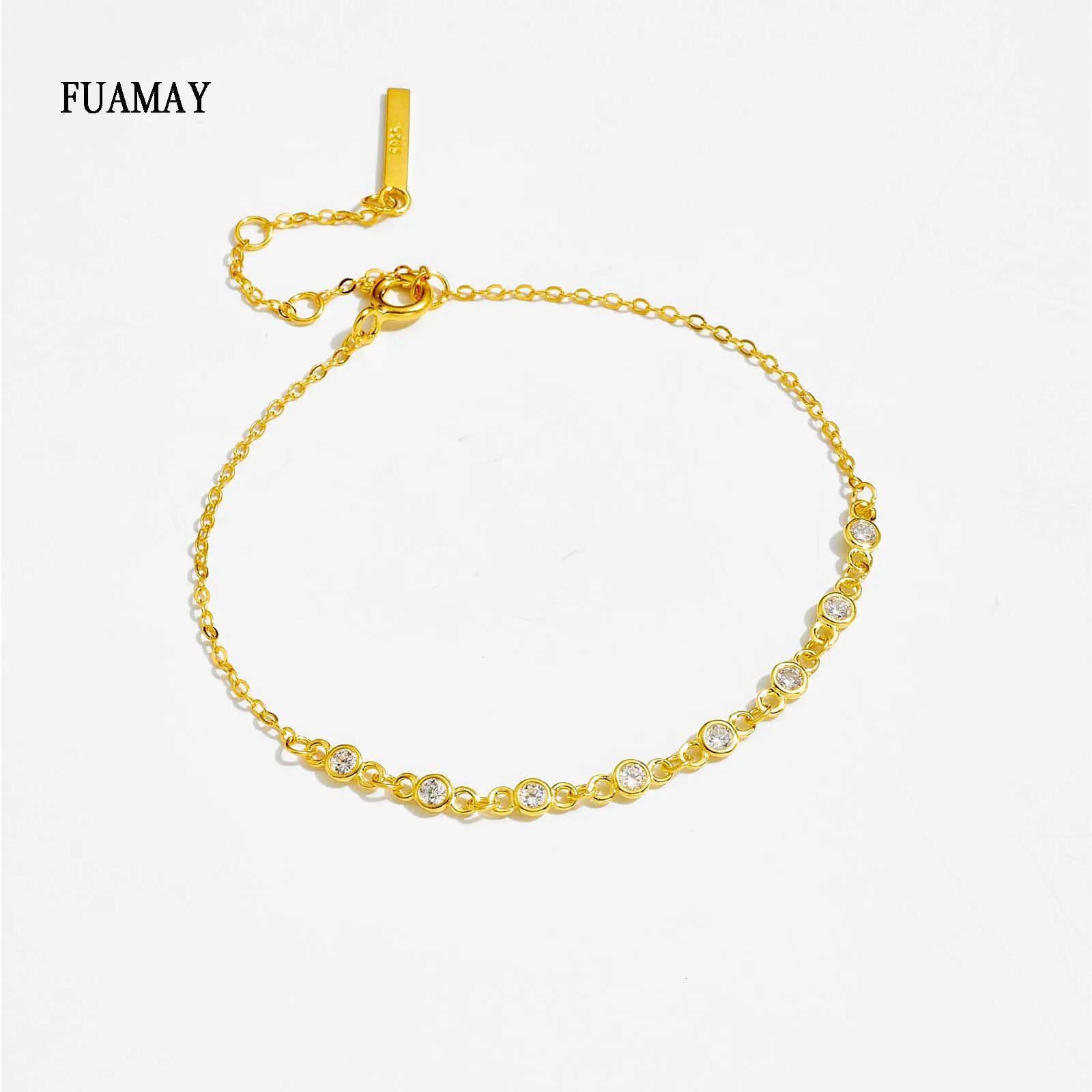 FUAMAY Jewelry Manufacturer 8 Bezel Setting Diamond cz Bracelet Silver Bracelet Blank with Bezel