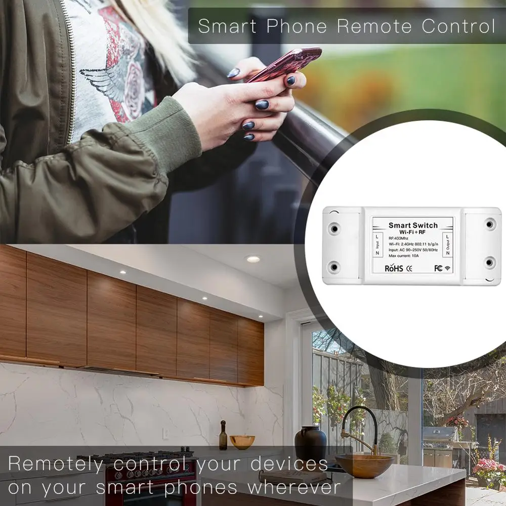  Умный выключатель с Wi-Fi и RF433 беспроводной света дистанционным управлением настенная панель передатчиком FR433 работает приложениями на Android/iOS