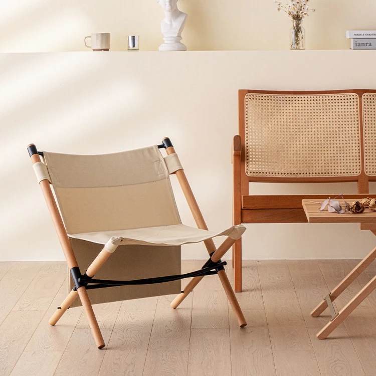 2022 Popular Outdoor foldable leisure traveling Portable sitting camping wooden low chair in beach wood