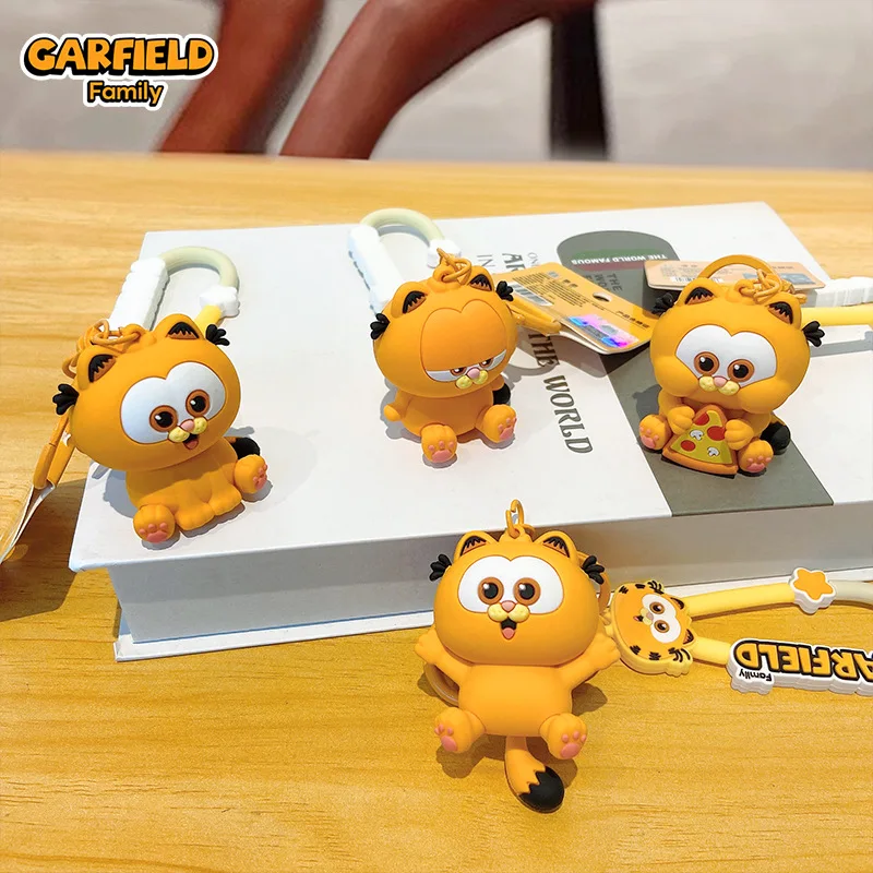 Garfield Doll Keychain Cute Anime Figure Cartoon Animal Toy Pvc Keychain Car Key Backpack Decor Pendant Key Ring Couple Gifts