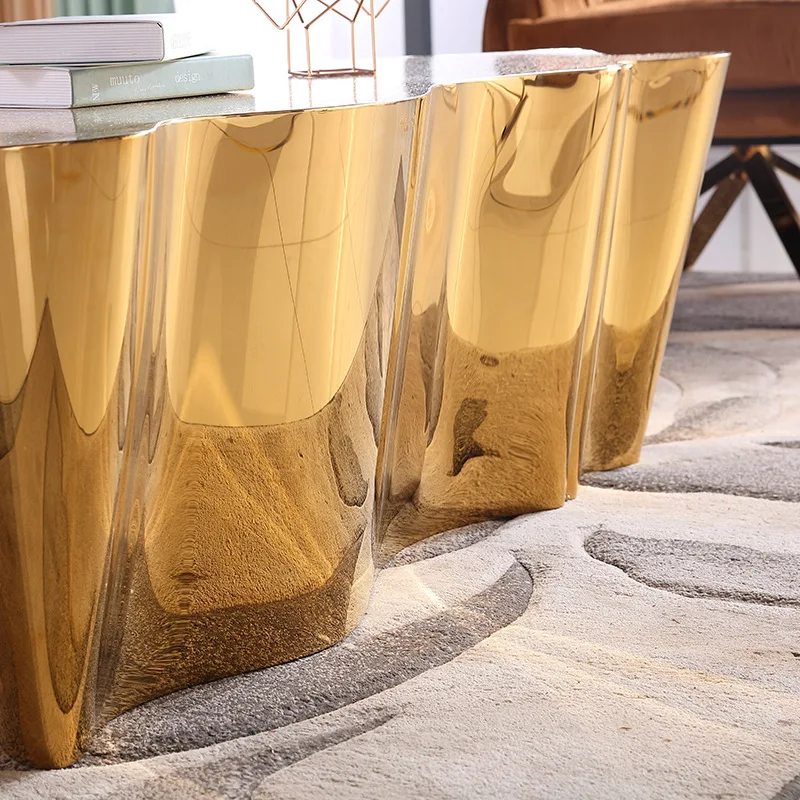 LN-1833 Unique laser tree special shape appearance gold finish 1M length coffee table decoration tea table for sitting room