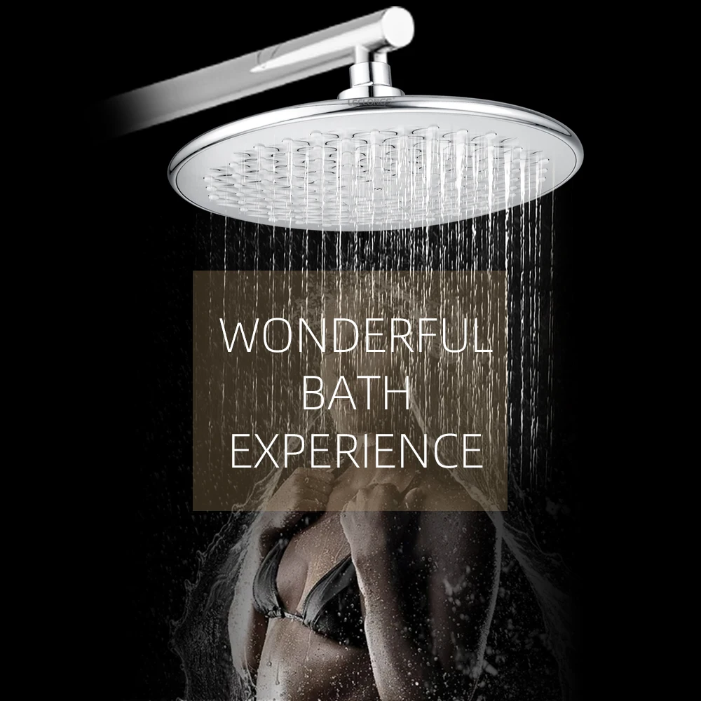 Household Chrome Round Top Shower Waterfall Showers Bathroom Set 3-Function Shower Set