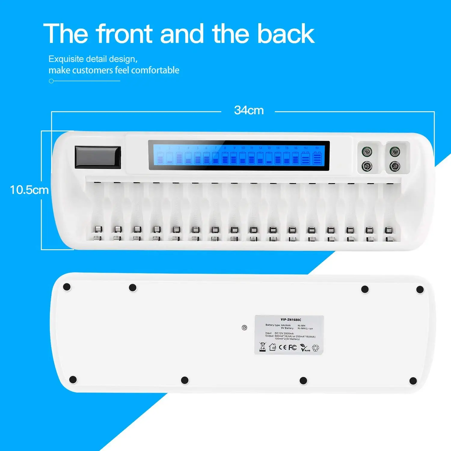 adapter 18650 micro micro usb portable multi lithium-ion universal fast smart 8 port usb rechargeable 2a battery charger aa aaa