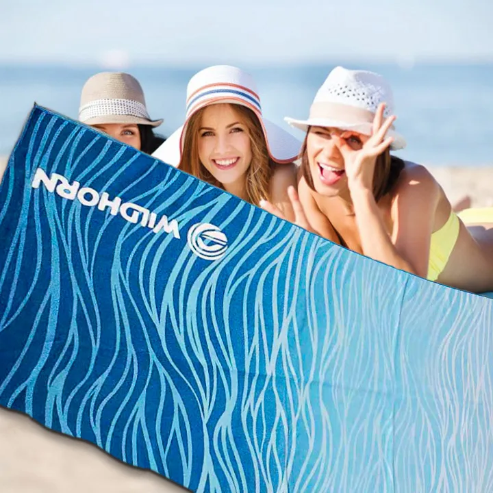 recycled fiber made waffle printed beach towel