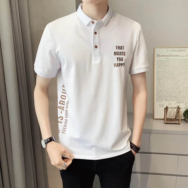 Manufacturers Spandex/Polyester Letters Short Sleeve Soft And Comfortable Sports Polo Shirts For Men