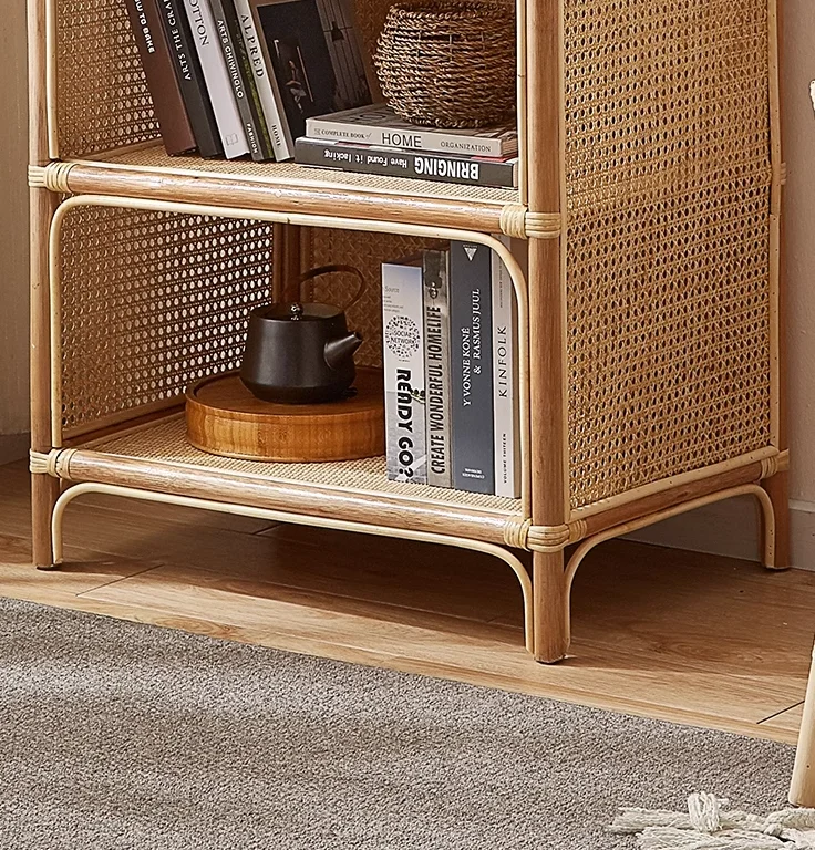 Nordic style decorative floor bookshelf corner bamboo shelf