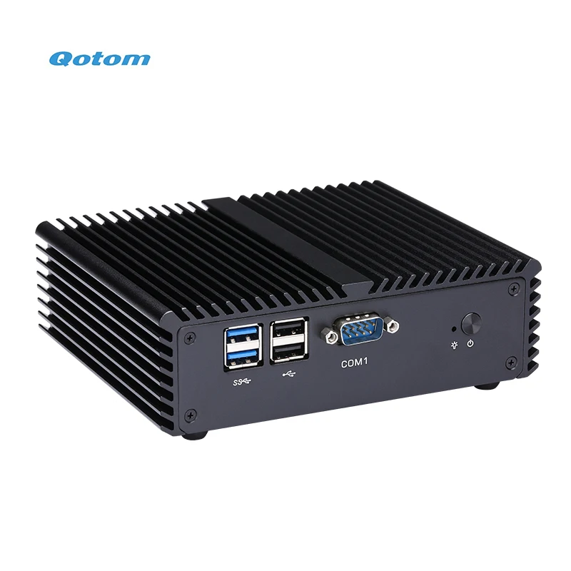  Qotom мини настольный ПК без вентилятора X86 двойной LAN 4x RS-232 Core