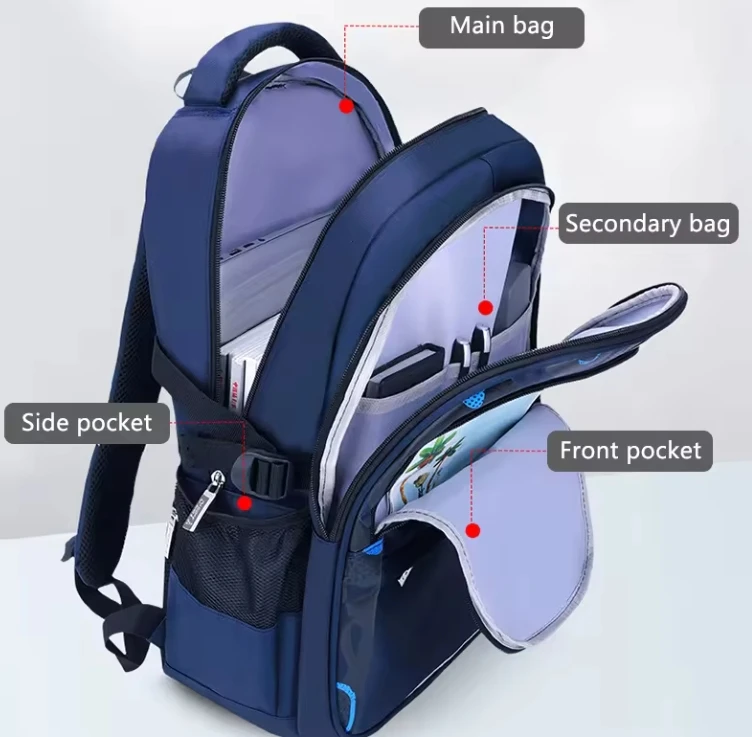 2024 New Design Fashion Style Backpack Primary School Book Bags for Boys Wholesale Fashionable School Bags