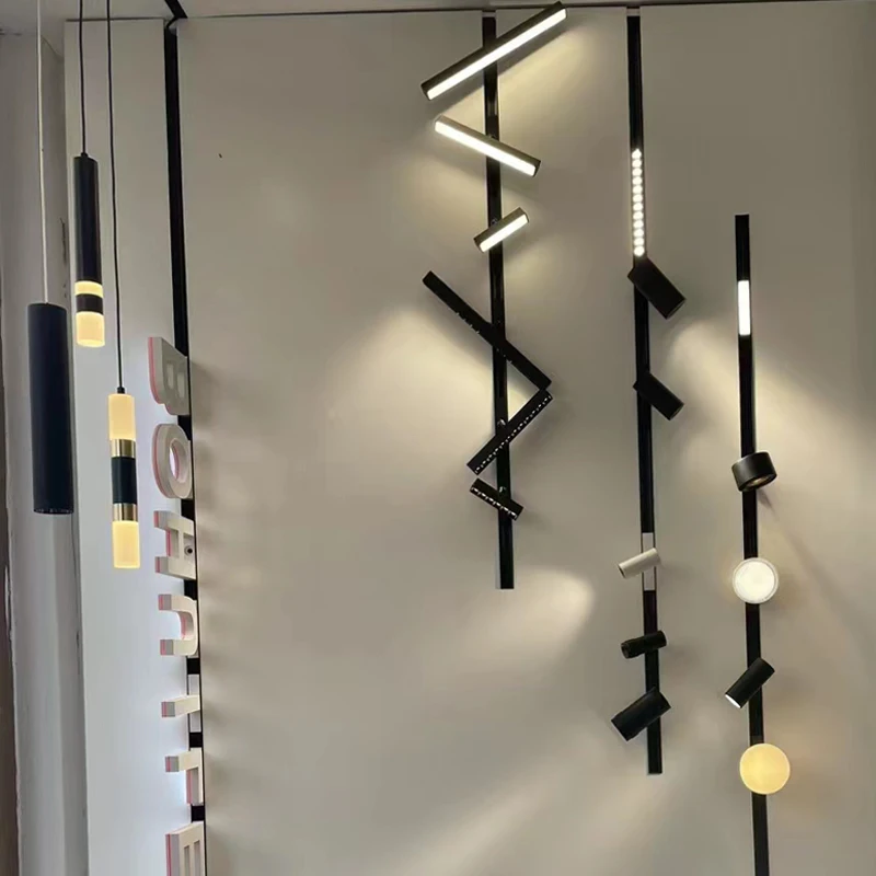 Smart tuya zigbee 48v LED magnetic track lamp 0-10v Dali triac cct dimmable magnetic pendant light suspension chandelier