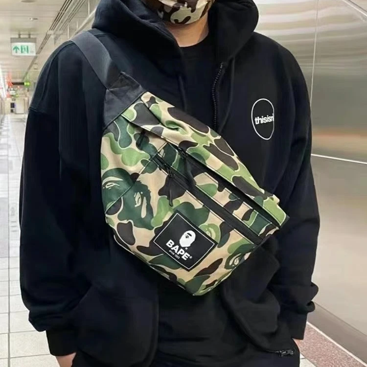 BAPE 2021 армейская зеленая камуфляжная повседневная спортивная сумка-мессенджер поясная