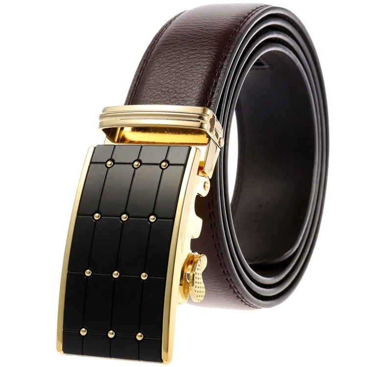Fashion Automatic Buckle Business Cow Hide Real Leather Dress Belt for Men