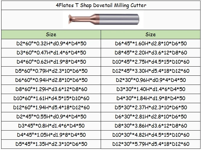 T-shaped Dovetail End Mill Solid Tungsten Carbide Endmills Milling Cutter 45 60 Degree Chamfer CNC Tool Lathe Router Bit