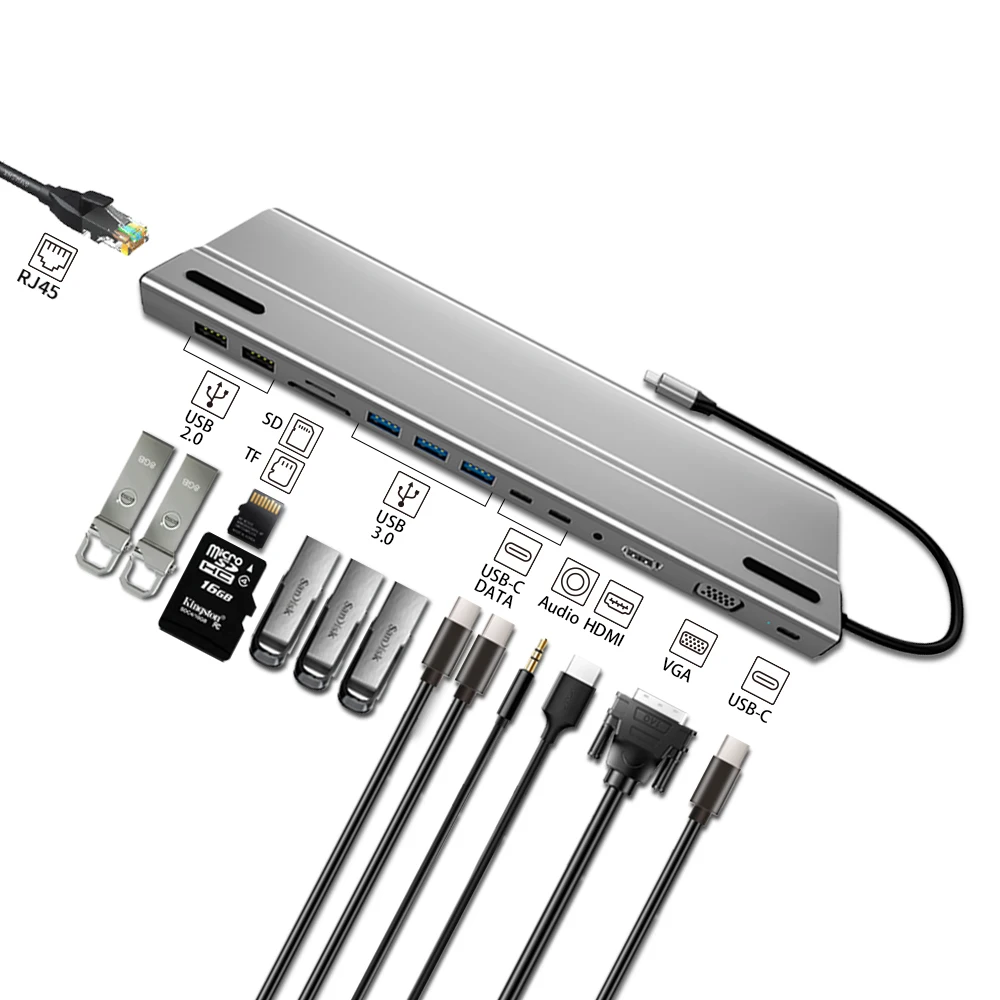 Многофункциональный USB-концентратор BASIX «Все в одном» Type-c для HD MI VGA USB-адаптер 14 в 1
