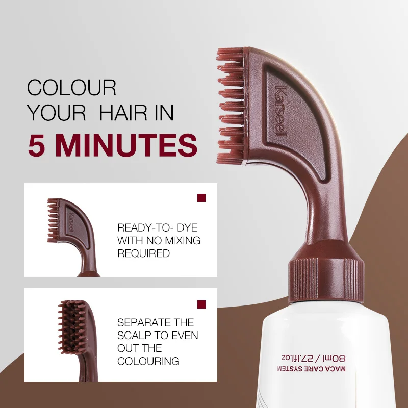 Karseell Maca Best Hair Color Cream 6-IN-1 Chestnut Brown Hair Color Cream For Professional Salon Use