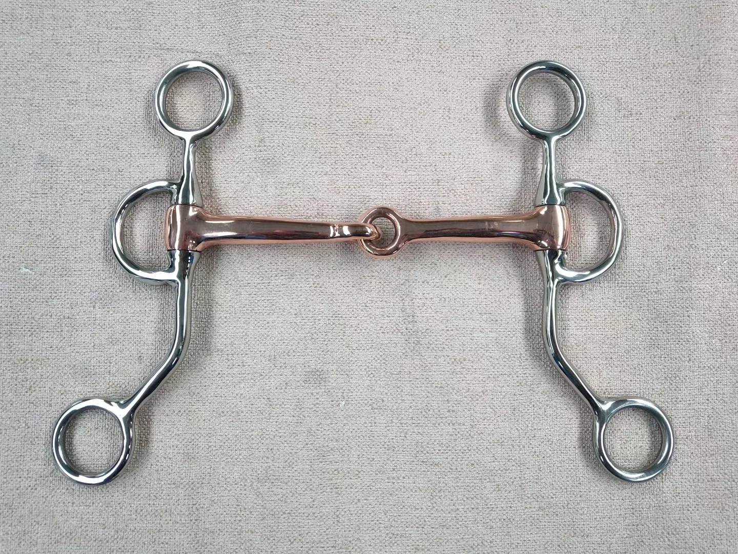 Horshi wholesale full cheek bit double jointed copper mouth piece with lozenge equestrian products stainless steel horse bits