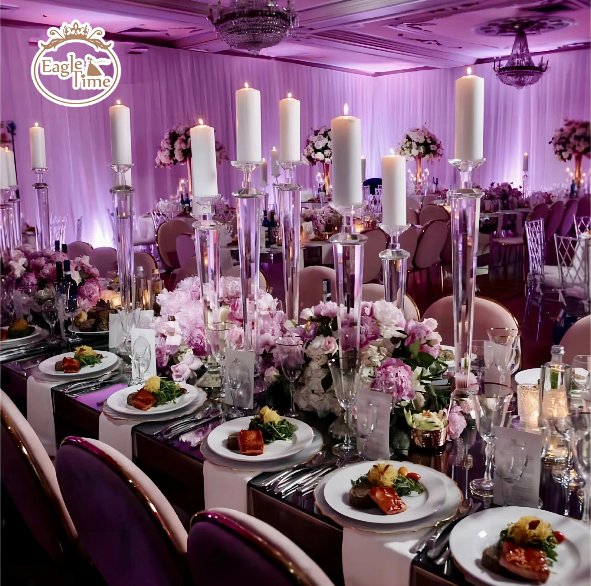 Wholesale Clear Crystal Acrylic Candle Holder Wedding Candelabra Centerpieces Flower Stand Candlestick For Party Wedding