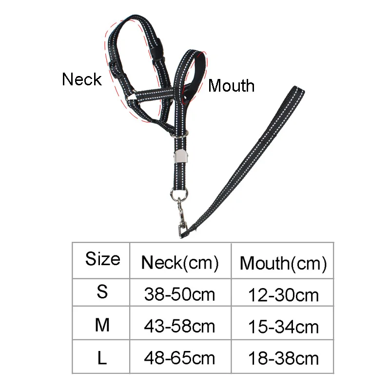 Anti Bite Barking Chewing Sleeve Pet Dog Muzzle Collar Mouth Harness Sleeve Training Leash Strap Adjustable Dog Head Halter