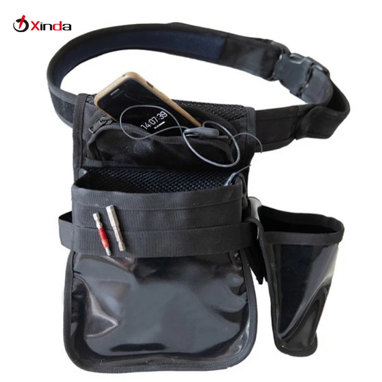 Custom Durable PVC Tarpaulin Adjustable Routesetter Tool Belt Bag with Removable Pouches