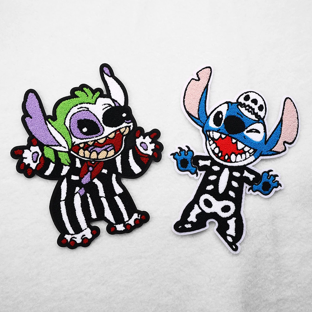 High Quality Cheap Chenille Custom Patch With Glitter Halloween Horror Patches Iron On For Clothing