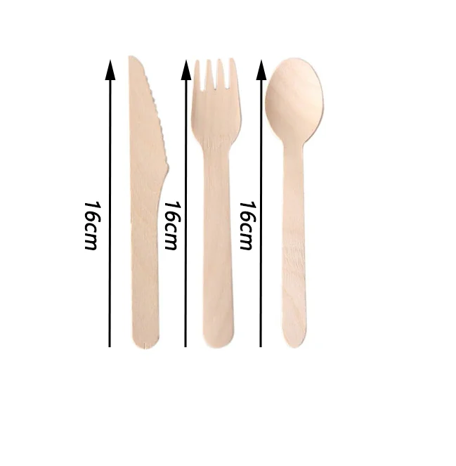 Disposable wooden cutlery Sets Knife Spoons fork Picnic Cutlery Wedding Favors eco Friendly Portable Travel Suit