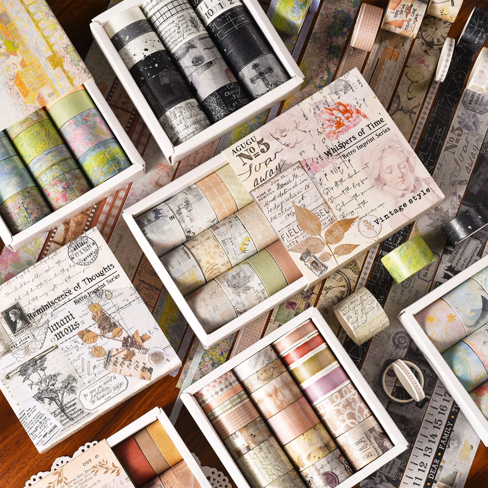 STICKERS PUNK 20 Rolls Vintage Washi Tape Set 50/100/150/200/250mm Wide Floral Letter Retro Decorative Tape For Scrapbook 03631