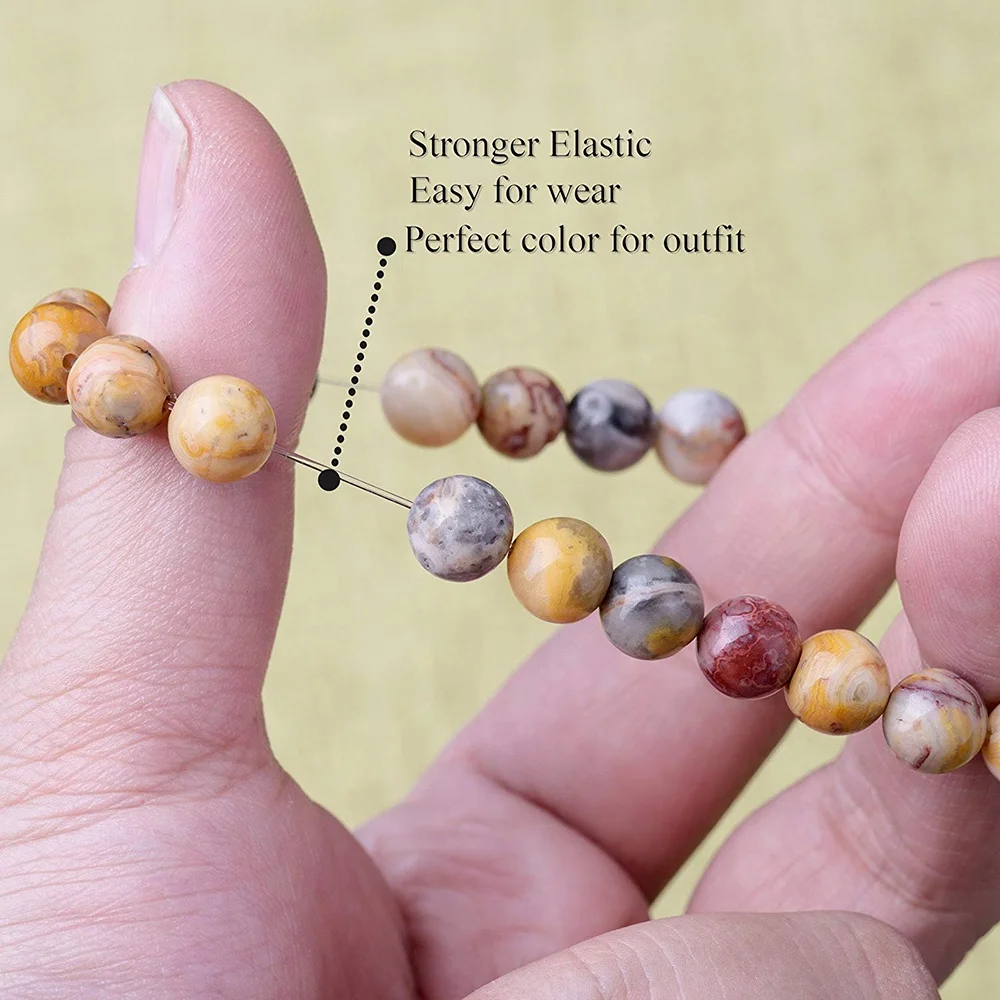 Natural  8mm Crazy Lace Agate Stone Healing Crystal Stretch Beaded Bracelet Gift