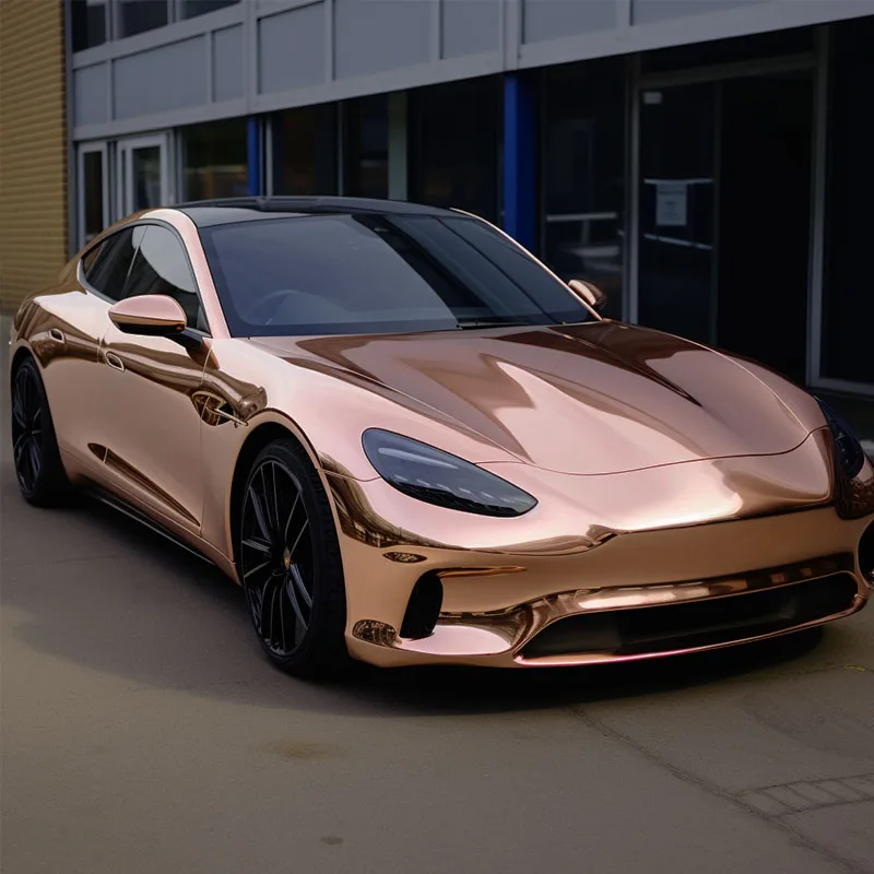 New Fresh High Glossy Chrome Mirror Stretching rose gold car wrap vinyl car wrap vinyl chalk grey