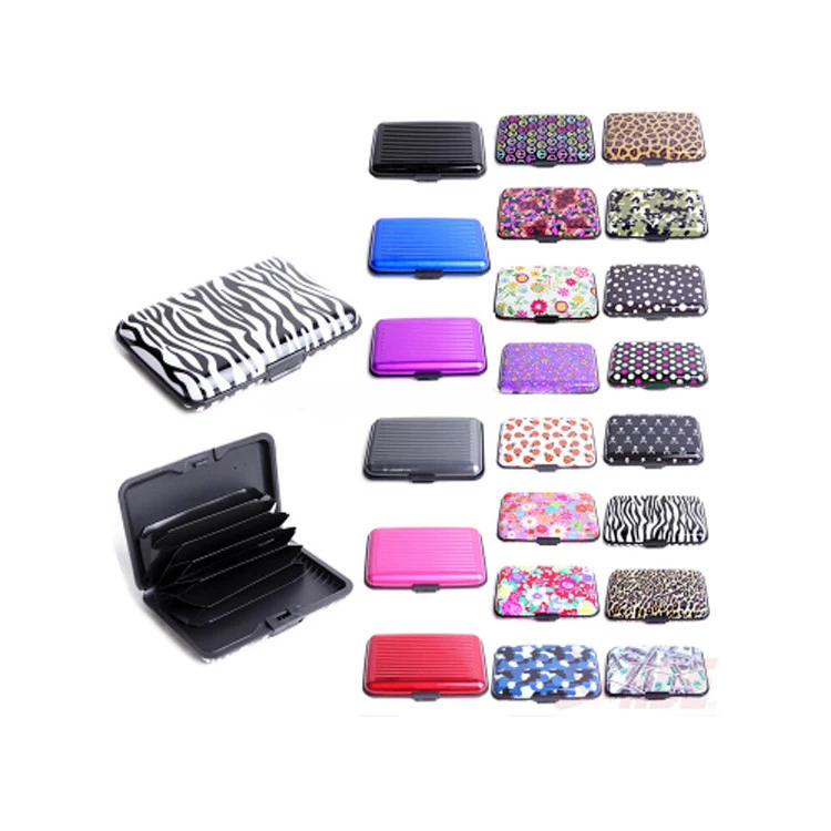 Wholesale Anti theft RFID blocking aluma card holder case Aluminum printed card protector wallet