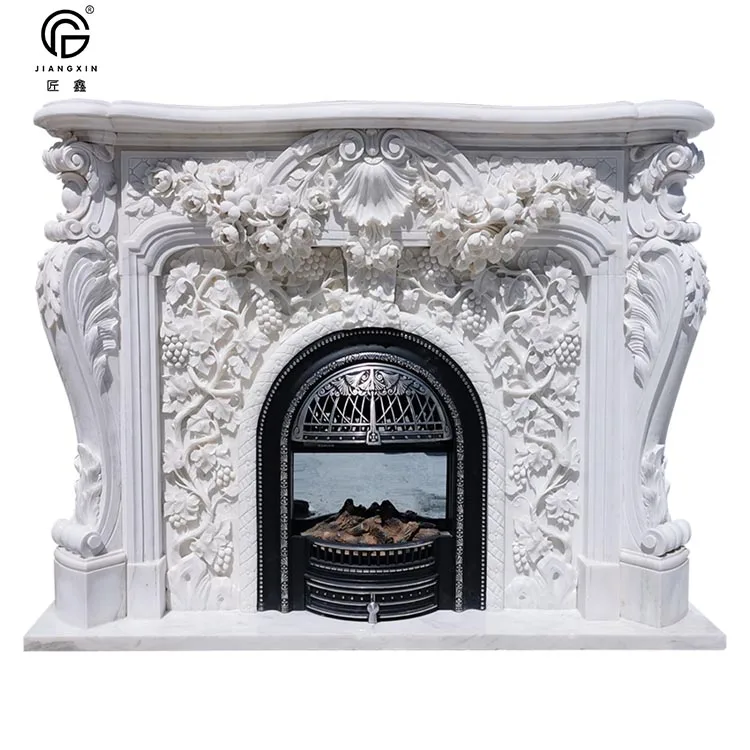 Высококачественная резная внутренняя декоративная мраморная каминная полка