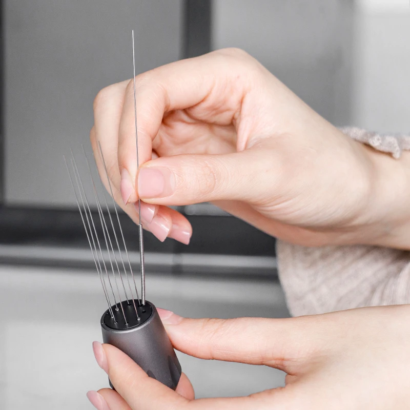 Espresso Coffee Stirrer Coffee Tamper Espresso Tamper Coffee Distributor Powder Leveler for WDT Tools 8 Needle pins