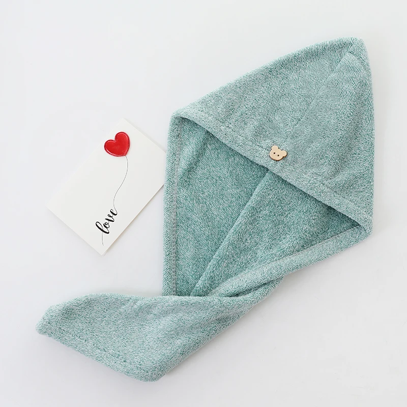 Wholesale Custom Gypsophila Shower Cap Women Adults Super Absorbent Quick Dry Coral Fleece Hair Towel PE Thermal Thickened