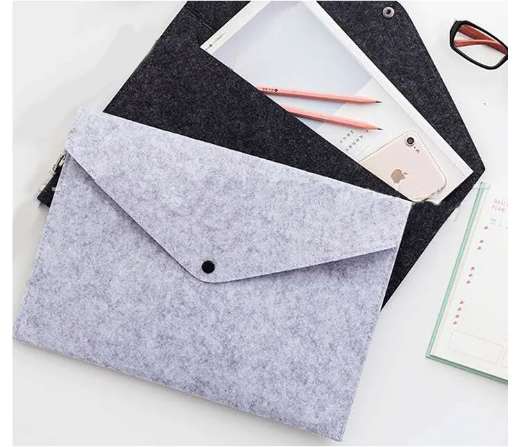 Ultra-thin Simple Portable Waterproof Pure Color Laptop Bag Felt Case Storage Felt Cosmetic Pouch For Notebook Laptop