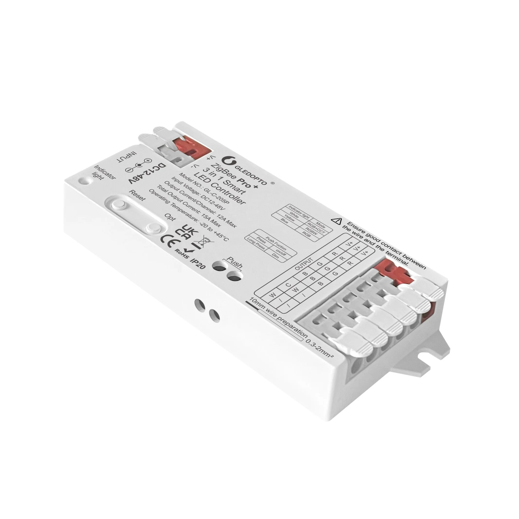 2024 zigbee pro+ 3 in1 smart LED controller GL-C-205P DC12-48V RGB RGBCCT RGBW 16 millions Colors APP and remote control