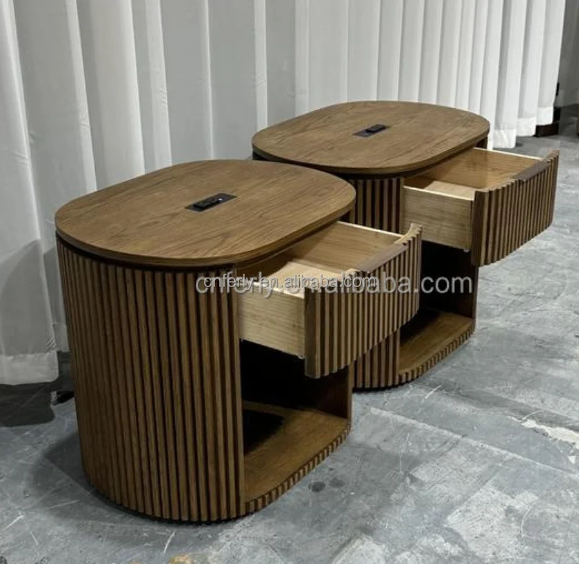 Ferly Factory Customization Luxury Wooden Modern Drawer Bedroom Furniture Bedside Table Solid Oak Large Open Nightstand