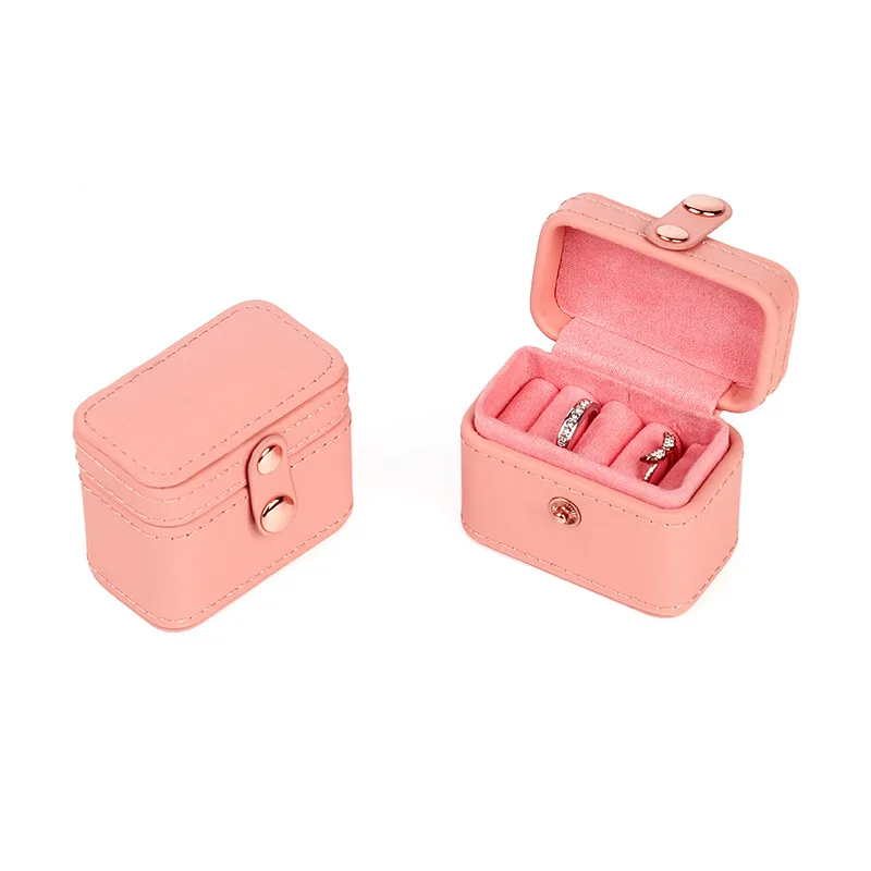 Custom Logo Mini Travel PU Leather Case Jewellery Organizer Holder Portable Jewelry Storage Box for Rings Earrings