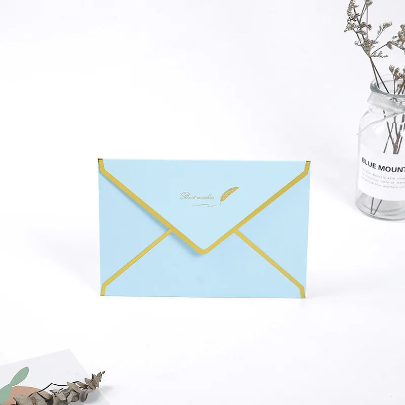 Custom Western Style recycled Business kraft Paper Envelope Hot Stamping Logo Greeting Cards Envelope