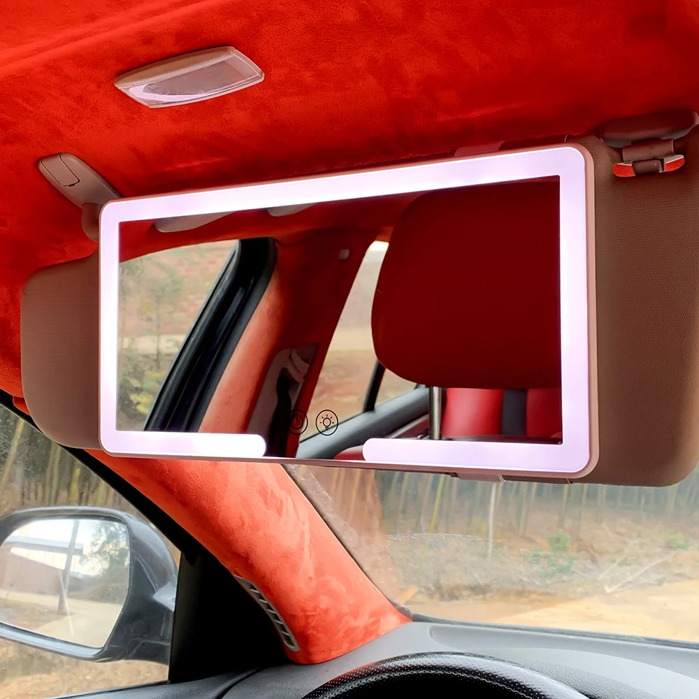 Automobile Make Up Car Mirror Travel Vanity Car Sun Visor Mirror Makeup Sun-shading Cosmetic Mirror With Six Led Lights
