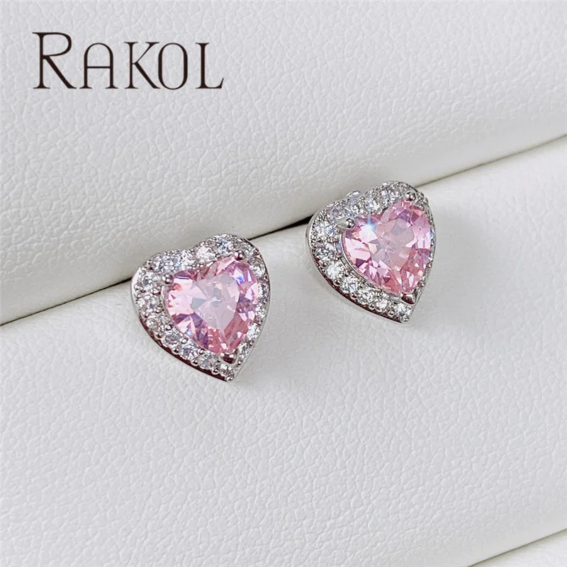 RAKOL ZPE8891 Oval Gemstone Square Diamond Stud Earrings Silver Plated Full Of Cubic Zircon Insert Studs Earrings