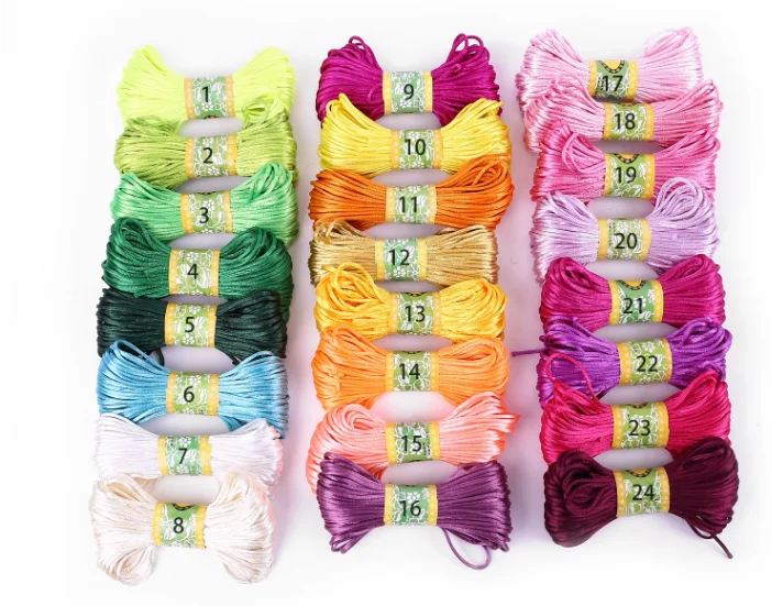 yiwu factory wholesale polyester rope Satin Cord Handmade DIY for clothing/luggage/decorative color rope