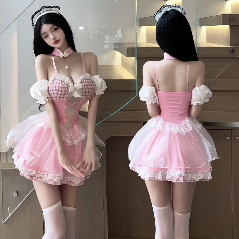 Japanese Cute Girl Cosplay Maid Costume Nightclub Sexy Lolita Maid Uniform Exotic Role Play Maid Dress Sexy Lingerie