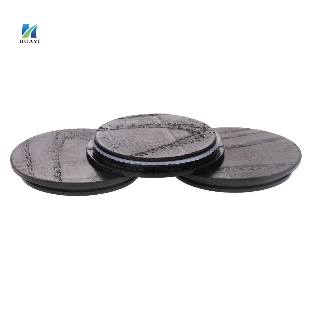 HUAYI Lid Best Price Round Black Bottles Screw Cap for Jars Design Wood for Wooden Antique Style Creative Natural Environmental