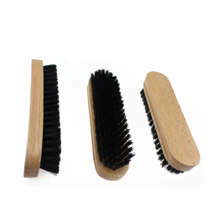 Double Sided Shoe Care Dauber Animal Hair Shoe Brush 100% Natural Custom Design Durable Wooden Brush Horse Hair Woodsons Kingway