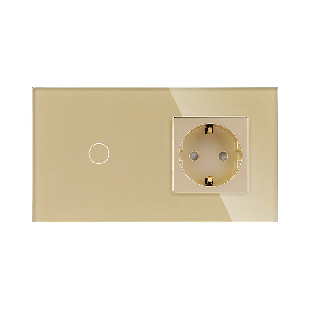 WIFI Light Switch with Socket 1 Gang 1 Way Switch and Socket Modern EU smart switch push button