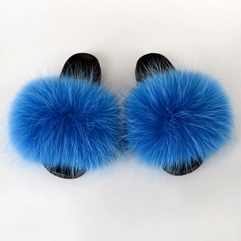 
Fashion European Luxury Fur Shoes Women Indoor Winter Furry Slides Slippers Ladies Slippers 