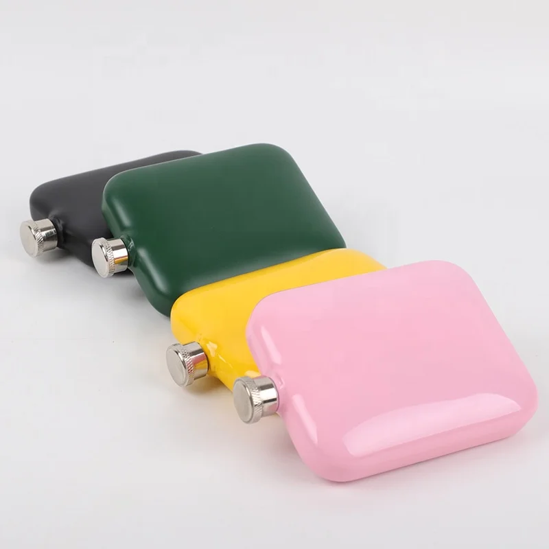 Food Grade Stainless Steel Hip Flask Square 6oz Portable Wine Bottle Customized