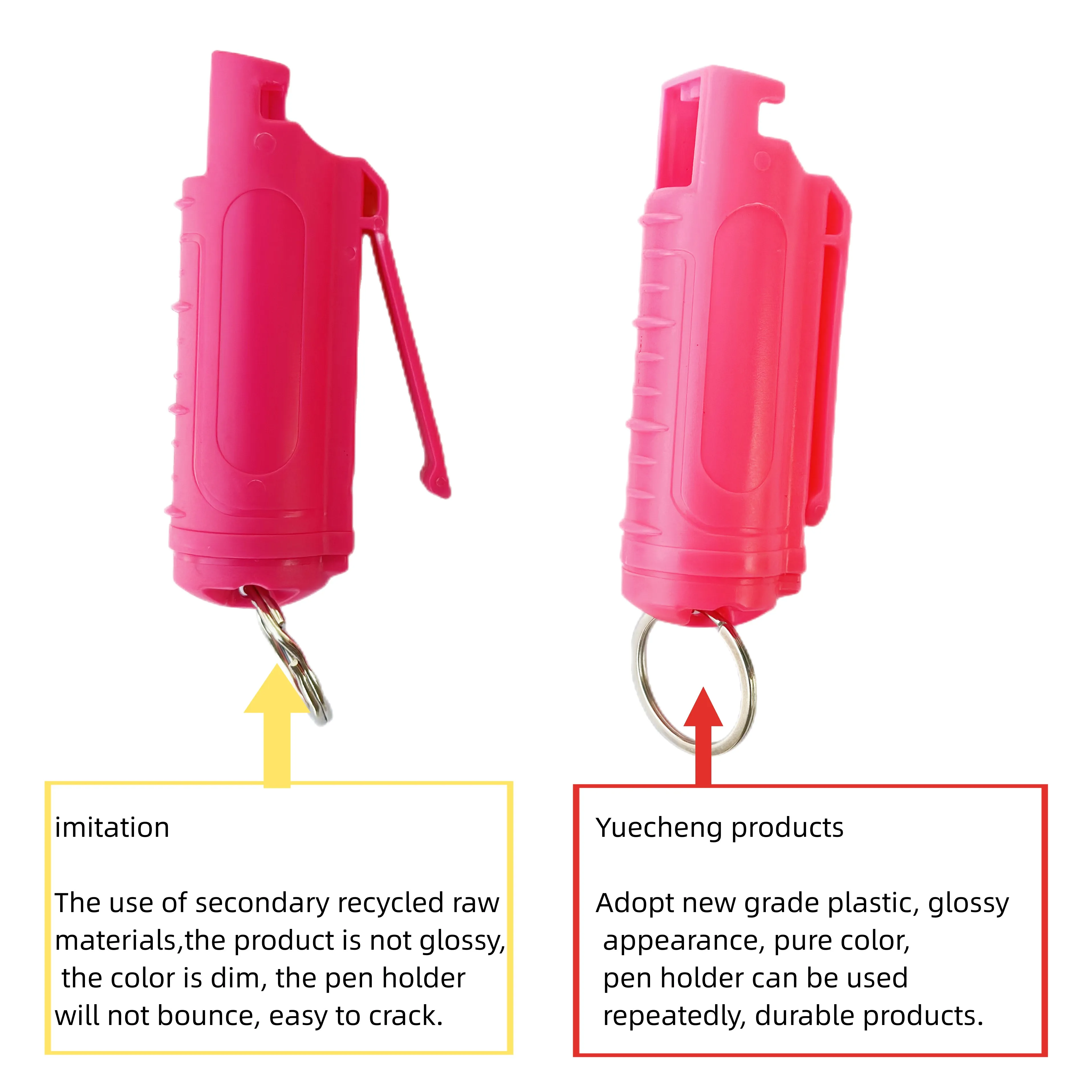 Hot Sale high quality plastic spray shell self defense keychain set with 20ml aluminum can spray