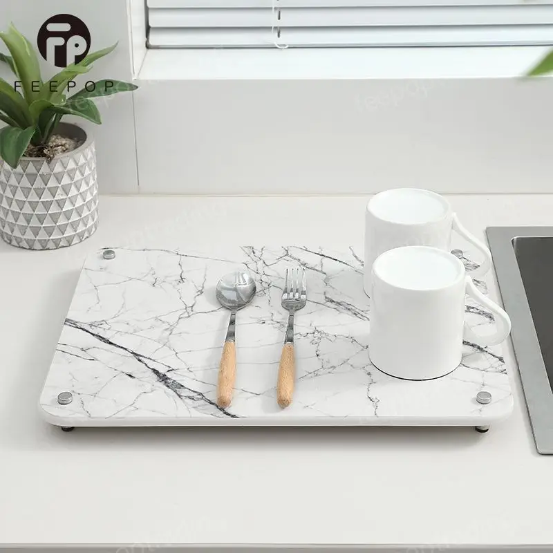 Kitchen Dish Drying Mat Non-Slip Kitchen Quick Dry Mat Fast Absorbent Stone Dish Drying Mat for Kitchen Counter