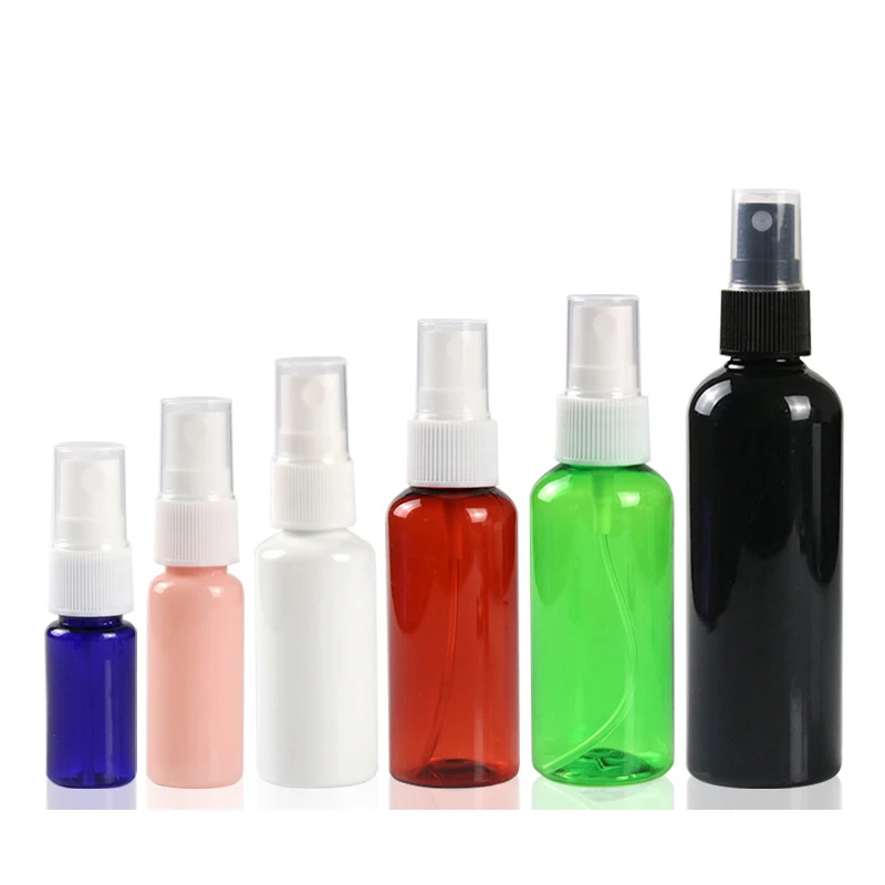 20ml 30ml 50ml 100ml 200ml amber blue white black green perfume spray plastic bottles Empty Fine Mist Plastic Mini Travel Bottle